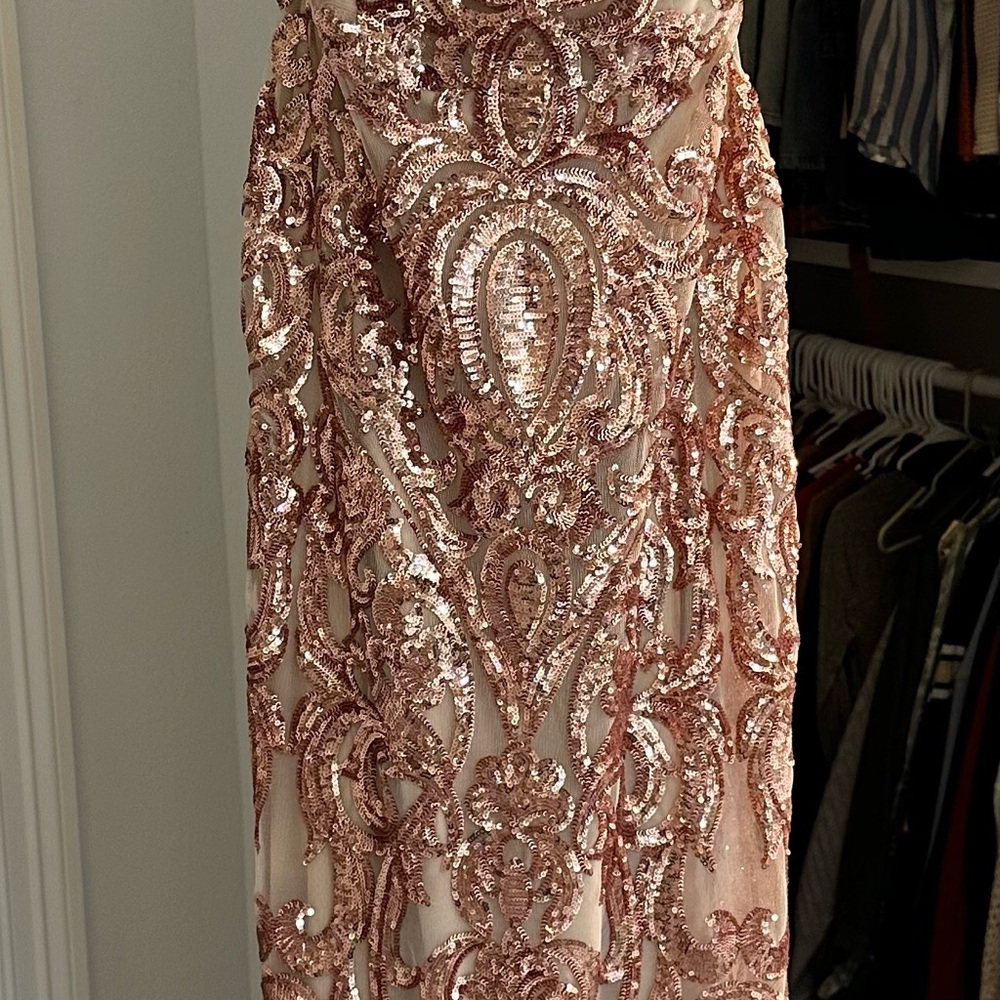 Elegant Sequin Embellished Dress - Pink